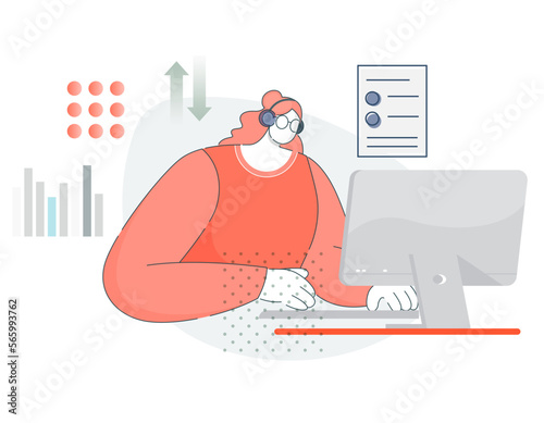 Employee Engrossed in Work - Sedentary Lifestyle - Abstract Illustration