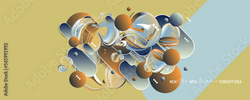 Geometric volumetric forms in the creative universal artistic background. Trendy Graphic Design for banner, poster, cover, invitation, placard, brochure