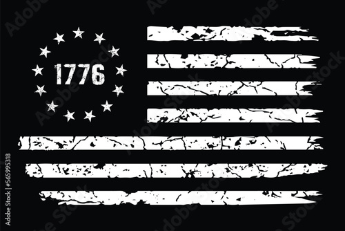 1776 Betsy Ross Distressed Flag Design