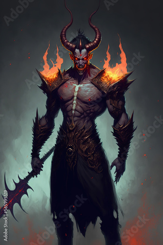 demon character  full body  hell  dark fantasy art illustration 