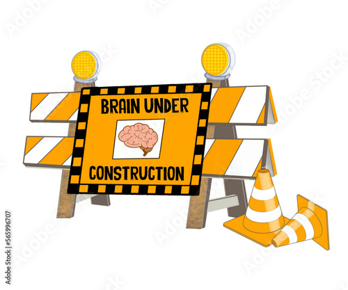 Road sign of a brain under construction.