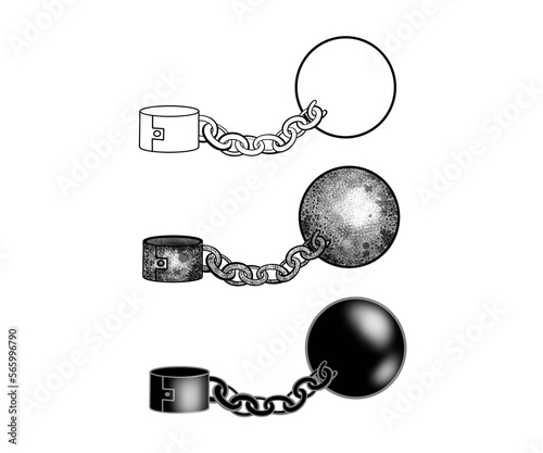 Set of three prisoner cannonballs