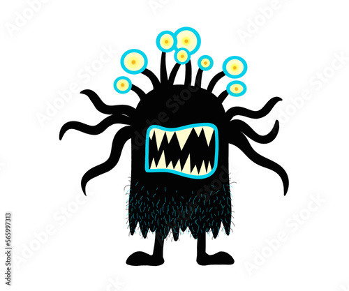 Monster 7: Collection of cute hand drawn style monsters in black, white and blue.
