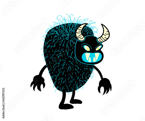 Monster 8: Collection of cute hand drawn style monsters in black, white and blue. 