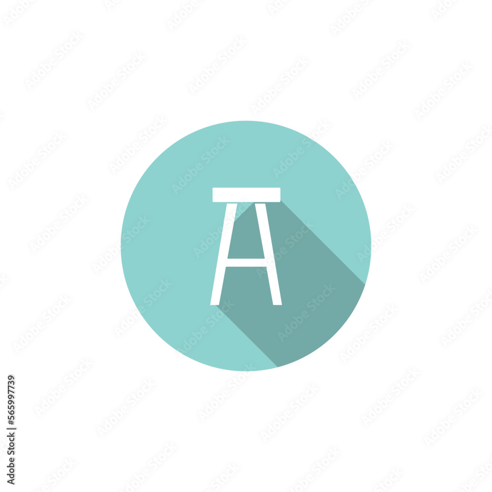 Bar stool, flat style icons in circles with long shadows vector illustration Bar stool, flat style icons in circles with long shadows vector illustration