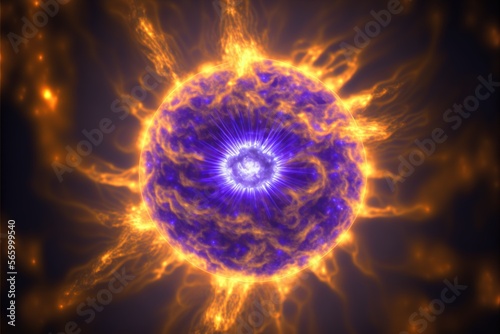  a bright blue and yellow object with a black background and a black background with a blue center and a yellow center and a yellow center. generative ai