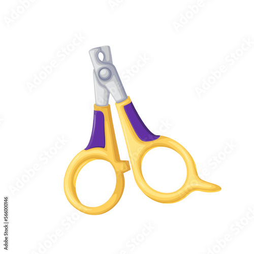 Pet nail clippers vector illustration. Cartoon isolated grooming veterinarian tool to cut and clip long claws on paws of cats and dogs, vet clippers to care domestic animals in clinic or home