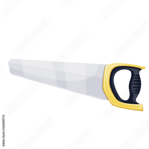 Hand saw vector illustration. Cartoon isolated carpentry tool for woodwork with metal sharp blade and handle to cut wood timbers, equipment of carpenter from sawmill, saw cutter hardware of worker