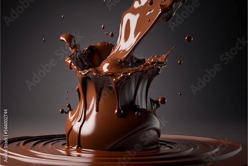 Chocolates dropping into liquid cacao chocolate.