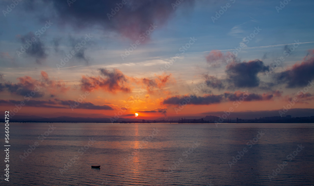 sunset over the river