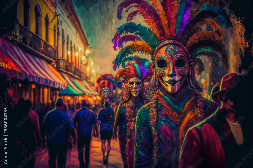 Fototapeta premium Create a Unique Mardi Gras Carnival Impressionist Style Background