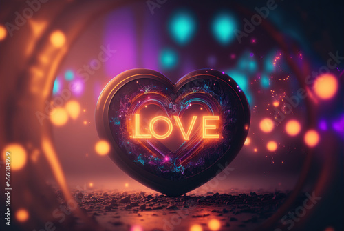 Blank background to a valentine s day message  futuristic  high-quality  professional modern lighting setup  neon  music  love  sparks  bokeh  professional photography 