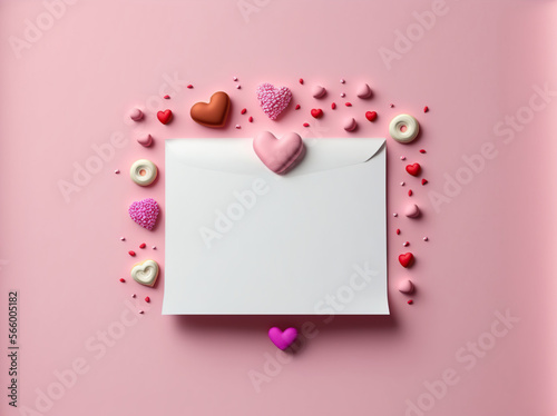 Blank background letter to write a valentine's day message. Color paper.