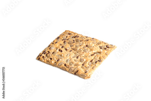 Square cookies with seeds on a white background