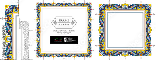 Frame mandala persian arabic turkish islamic hindi indian tibetan traditional colorful vector pattern texture vintage ornate retro elegant ornamental borders frames floral ornaments tazhib 05-v2-t1
