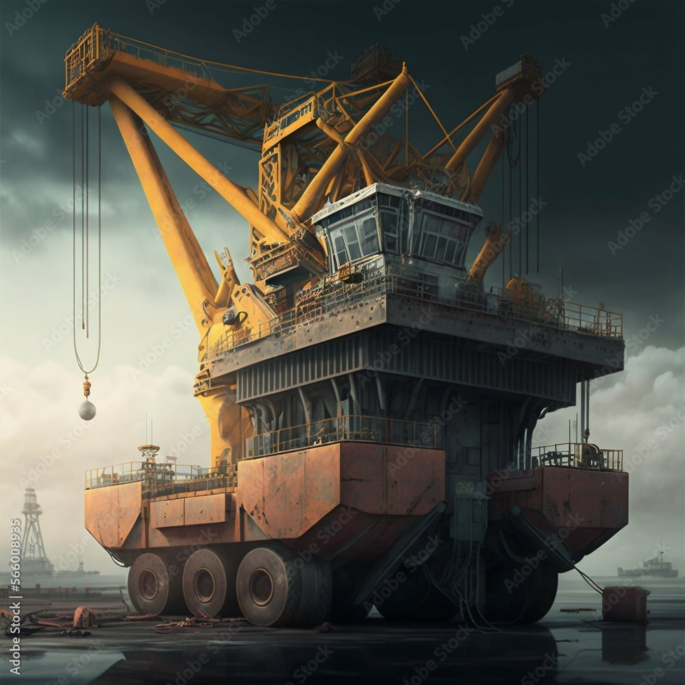 Deck crane. Cargo ship crane. Generative Ai Stock Illustration | Adobe ...