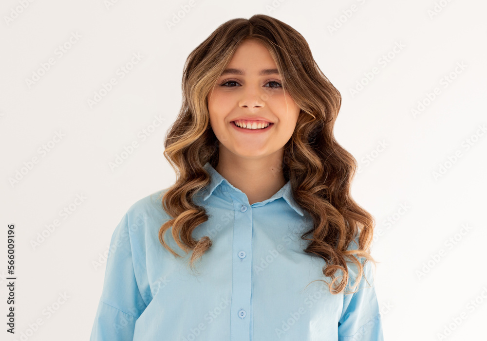 Close-up portrait of yong woman casual portrait in positive view, big smile, beautiful model posing in studio over white background. Caucasian portrait woman. Close-up portrait of yong woman casual portrait in positive view, big smile, beautiful model posing in studio over white background. Caucasian portrait woman.