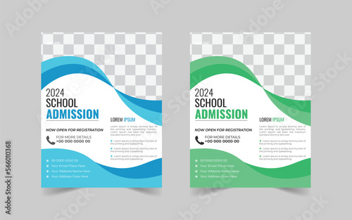 School admission flyer template design. Set of flyers for Studying, training, education, e-learning, courses, university, and graduating. Kids back to school education poster,
for social sites.