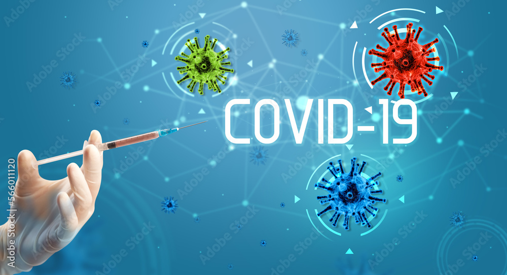 Syringe, medical injection in hand, coronavirus vaccine concept Syringe, medical injection in hand, coronavirus vaccine concept