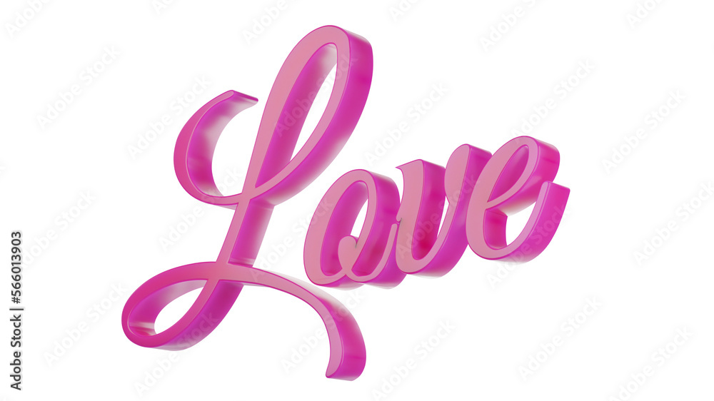 written love pink font 3d render png