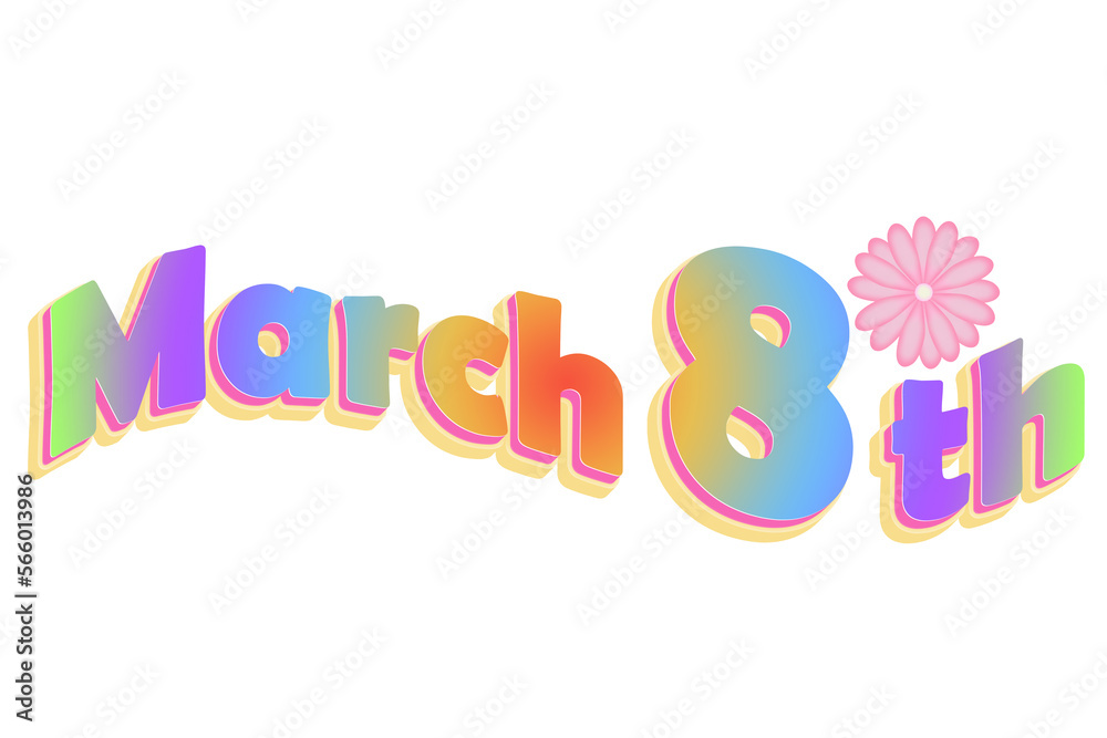 The symbol of International Women's Day is March 8 on a white background.