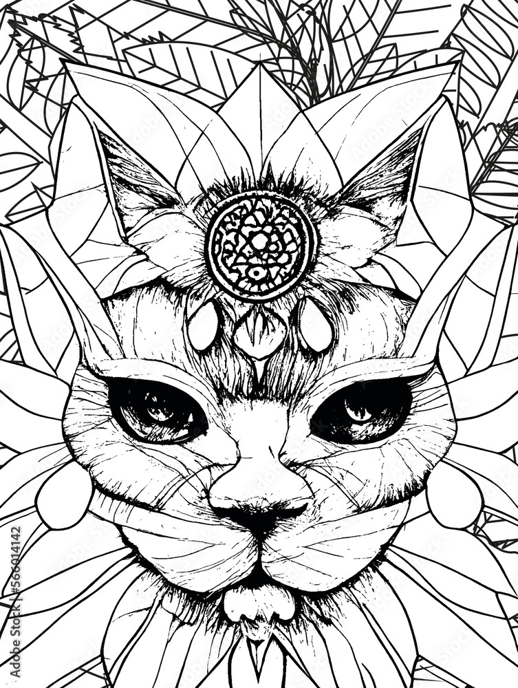 Cat Heads Coloring Pages.Great for coloring page, prints, backgrounds ...