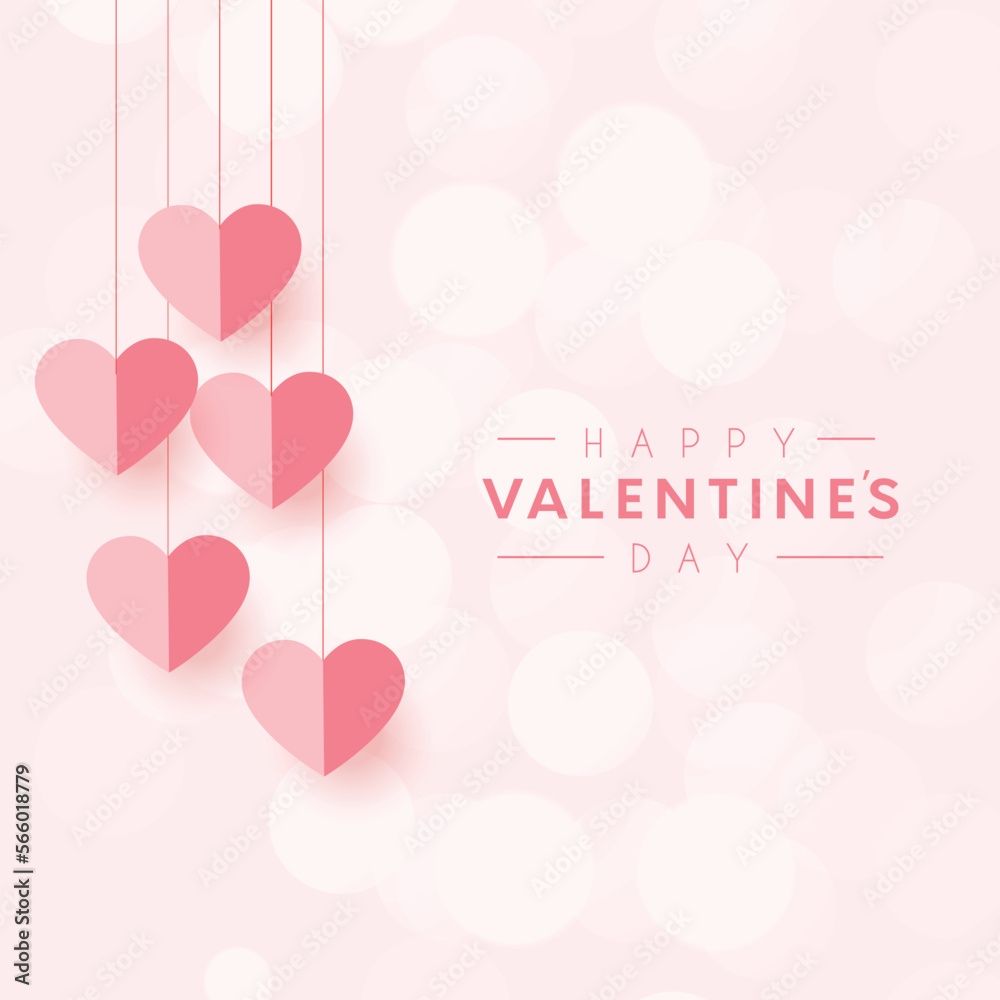 Lovely happy valentines day background with realistic hearts style background design for greeting card, poster, banner. Vector illustration
