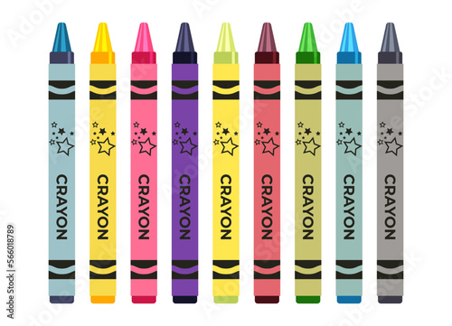 Colorful wax crayons on white background. Wax crayons