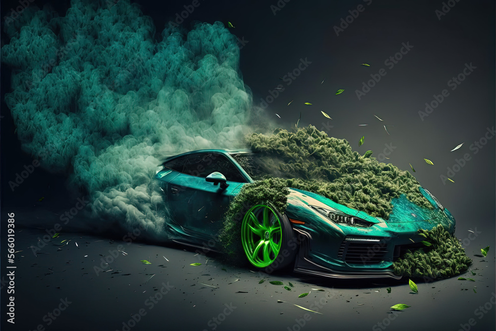 Marijuana sports car-AI Generated - obrazy, fototapety, plakaty 