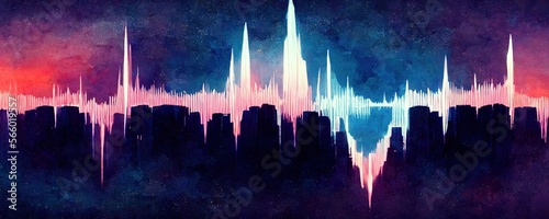 Abstract digital art background design music sound wave colorful summer concept travel background Generative ai