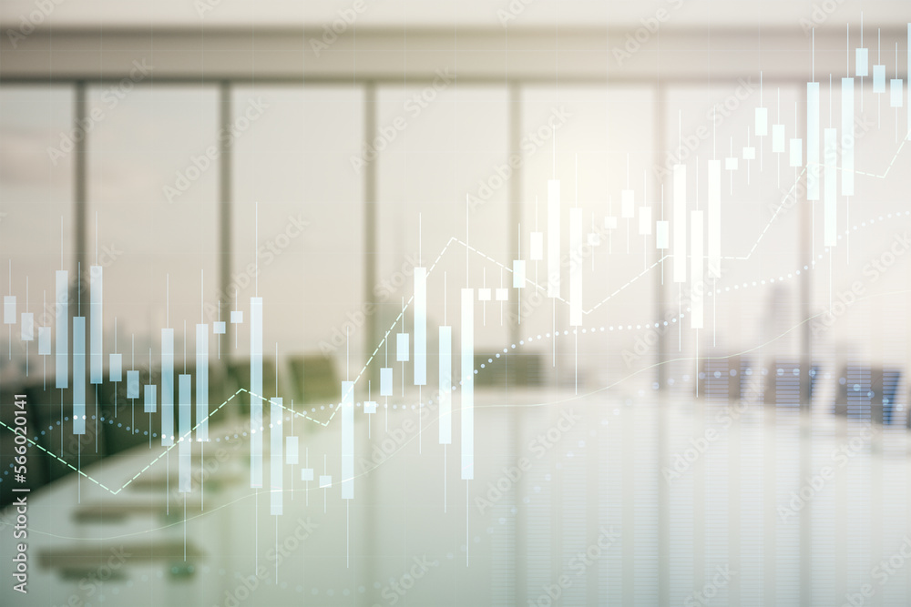 Double exposure of virtual creative financial diagram on a modern boardroom background, banking and accounting concept Double exposure of virtual creative financial diagram on a modern boardroom background, banking and accounting concept