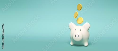 Financial theme with piggy bank and coins