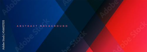 Blue and red modern abstract wide banner with geometric shapes. Red and blue abstract background. Vector illustration