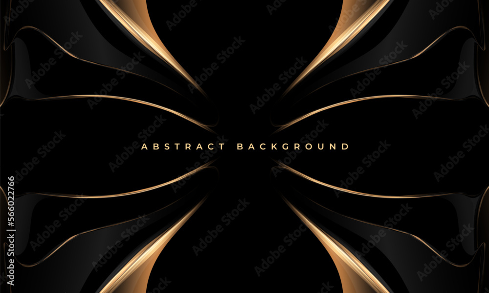 Abstract black and gold luxury background with golden shapes and lines ...
