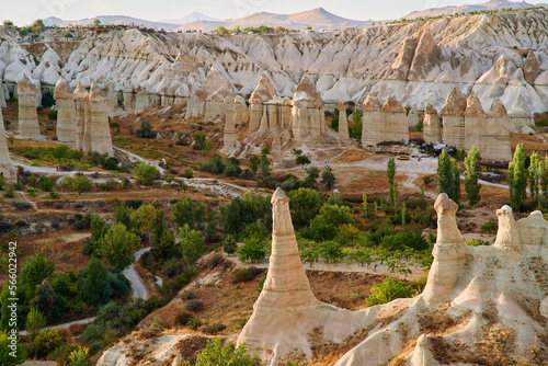 Landscape of love valley in national Park in Nevsehir, Kapadokya. Vacations in beautiful destination in Goreme, Anatolia