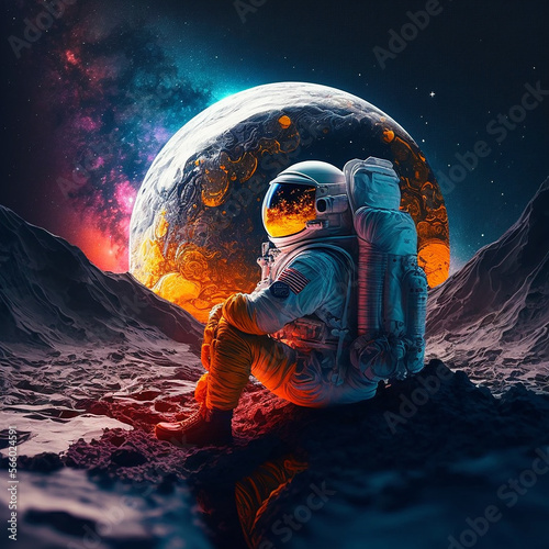 Astronaut in Space. Generative AI, Generative, AI.