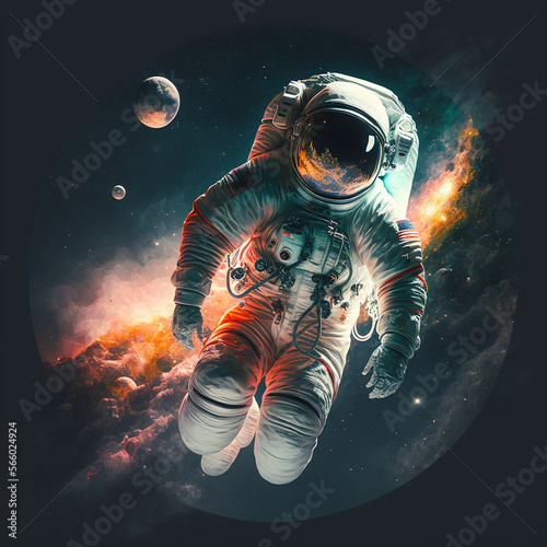 Astronaut in Space. Generative AI, Generative, AI.