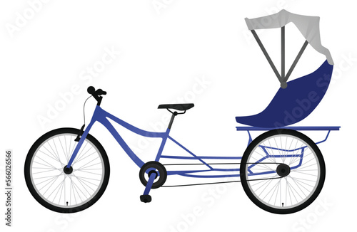 Blue rikshaw bicycle. vector illustration