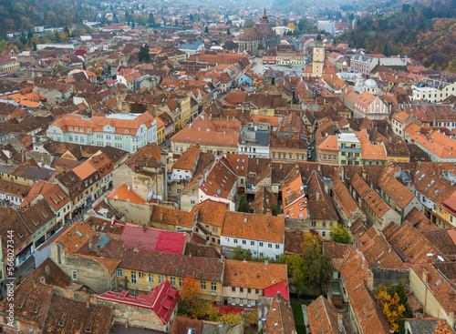Brasov old town in autumn morning