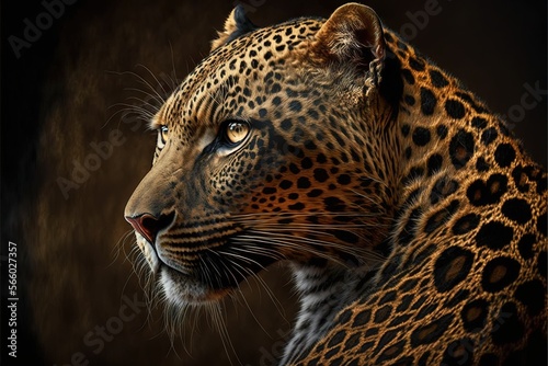 Leopard close-up resting looking away from camera illustration generative ai