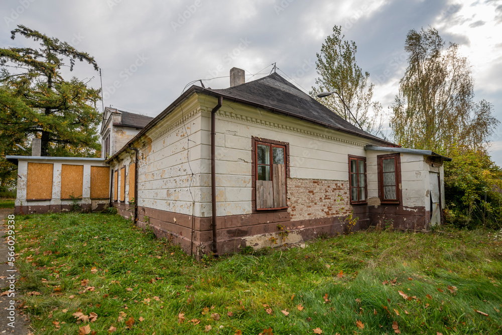 An old school in an abandoned manor house in central Poland, Europe in autumn An old school in an abandoned manor house in central Poland, Europe in autumn