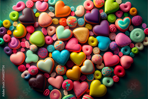 Multicolored heart shaped c...