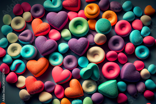 Multicolored heart shaped c...