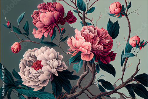 Vintage floral wallpaper pa...