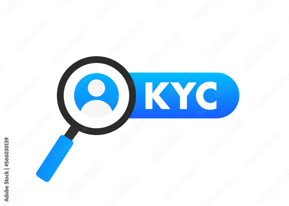 KYC - Know Your Customer vector icon design. Profile identity symbol .Magnifying glass. Personal identification concept. KYC Verification. KYC document. Vector illustration KYC - Know Your Customer vector icon design. Profile identity symbol .Magnifying glass. Personal identification concept. KYC Verification. KYC document. Vector illustration