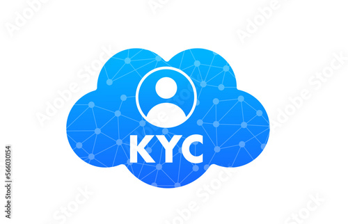 KYC - Know Your Customer vector icon design. Profile identity symbol. KYC cloud. Personal identification concept. KYC Verification. KYC document. Vector illustration