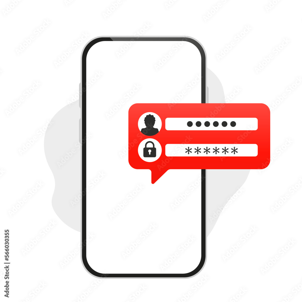 A message with a confirmation code on your smartphone. Phone with password. Password protected, smartphone security alert, personal access, authorization, protection technology. Vector illustration A message with a confirmation code on your smartphone. Phone with password. Password protected, smartphone security alert, personal access, authorization, protection technology. Vector illustration