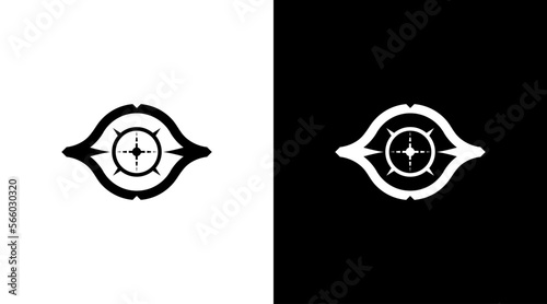 Hunter vector target logo scope monogram black and white icon illustration style Designs templates