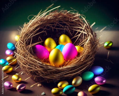 easter eggs in nest