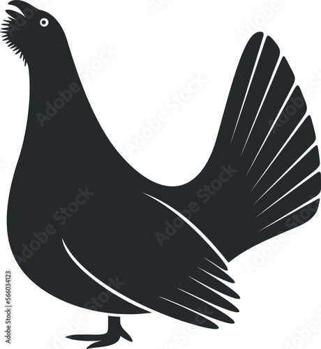 Western capercaillie, wood grouse logo. Isolated capercaillie on white background. Bird